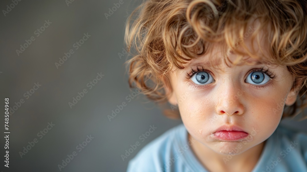 Young Child Expressing Mixed Emotions Generative AI Young Child Expressing Mixed Emotions Generative AI