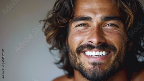 Handsome Latino Man with Perfect Teeth for Dental Ad Generative AI