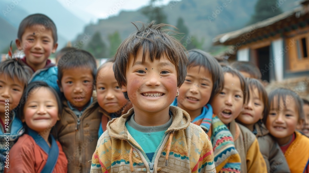 Tibetan Children in a Joyful Village Generative AI Tibetan Children in a Joyful Village Generative AI
