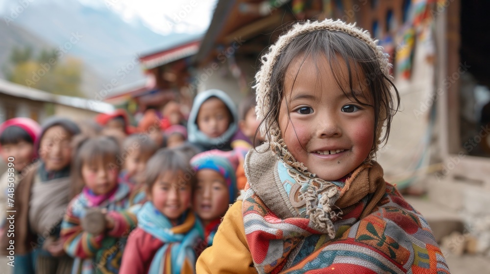 Tibetan Children in a Joyful Village Generative AI Tibetan Children in a Joyful Village Generative AI
