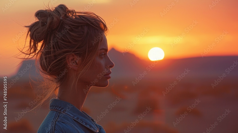 Desert Sunset Silhouette Generative AI Desert Sunset Silhouette Generative AI