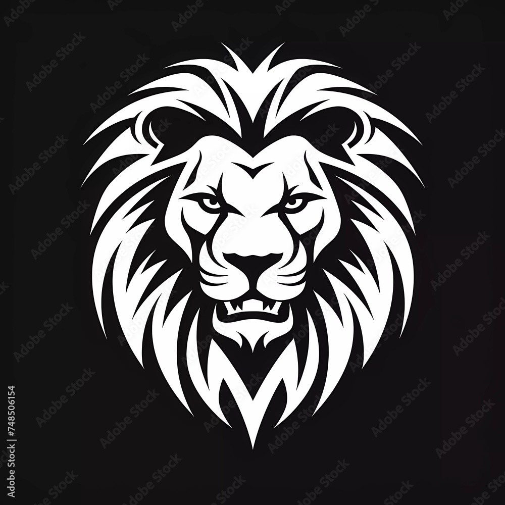 black and white lion head vector logo. generative ai