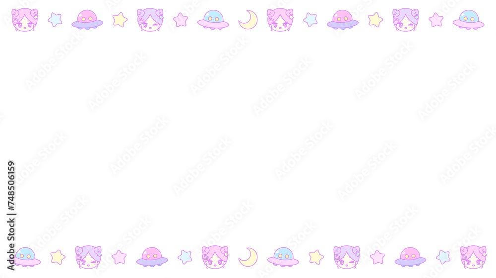 レトロポップ!ファンシーUFOガール白フチフレーム⭐︎PNG レトロポップ!ファンシーUFOガール白フチフレーム⭐︎PNG