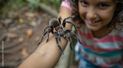 Curious Girl Interacts with Nature's Wonders at the Zoo Generative AI