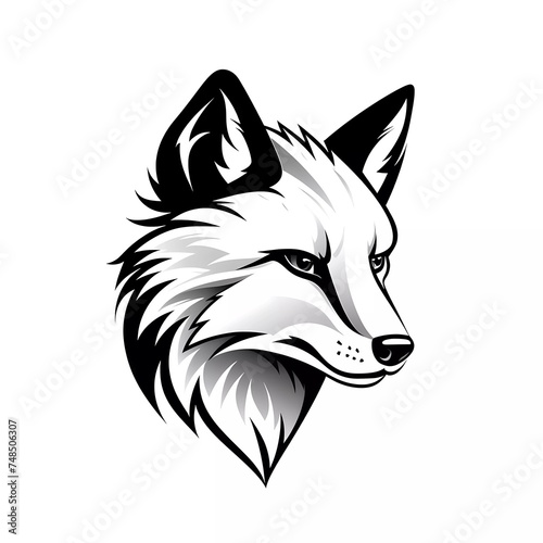 black and white fox head vector logo. generative ai