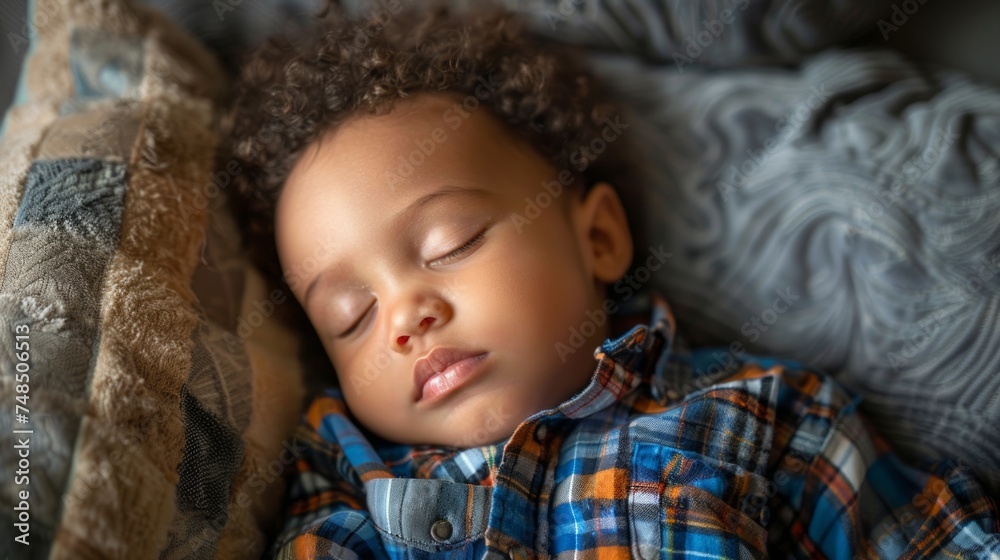 Peaceful Slumber: An Adorable Baby Boy's Serene Nap Generative AI Peaceful Slumber: An Adorable Baby Boy's Serene Nap Generative AI