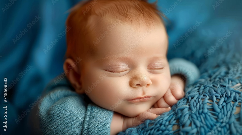 Peaceful Slumber: An Adorable Baby Boy's Serene Nap Generative AI Peaceful Slumber: An Adorable Baby Boy's Serene Nap Generative AI
