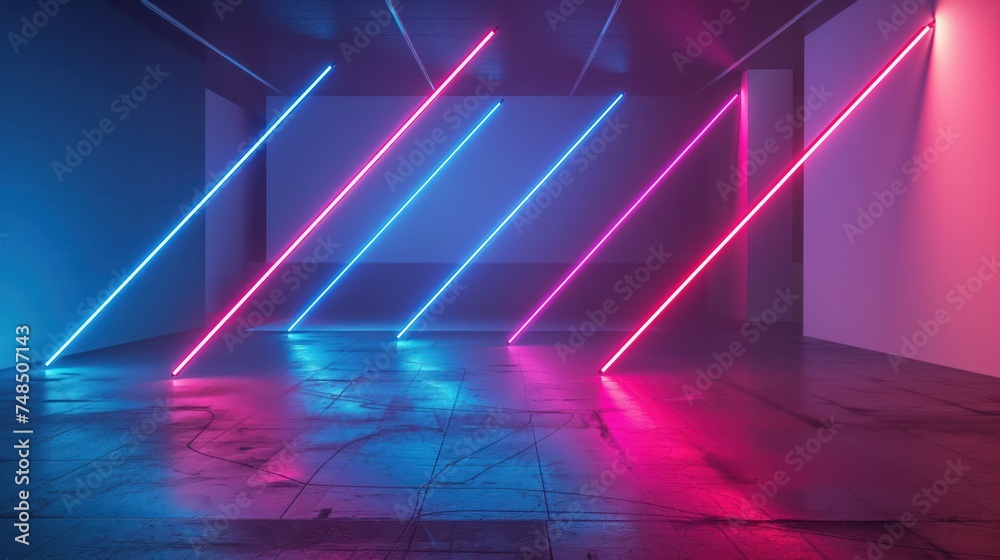 Laser lines neon modern futuristic interior. Generative AI