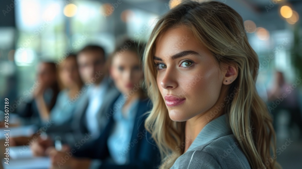 Confident Businesswoman Leading a Meeting Generative AI Confident Businesswoman Leading a Meeting Generative AI