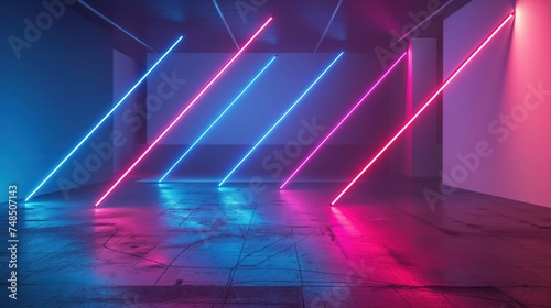 Laser lines neon modern futuristic interior. Generative AI