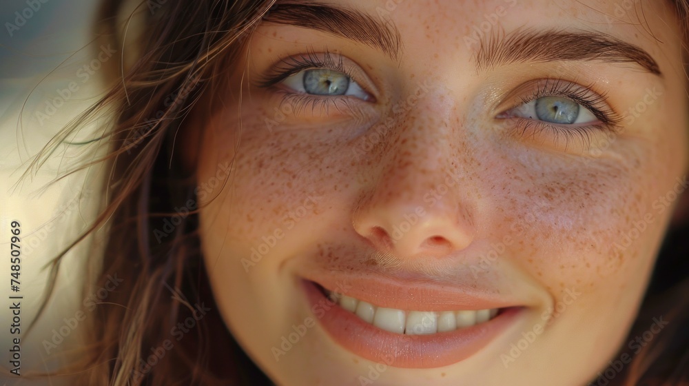 Close-Up Portrait of a Smiling Young Woman Generative AI Close-Up Portrait of a Smiling Young Woman Generative AI