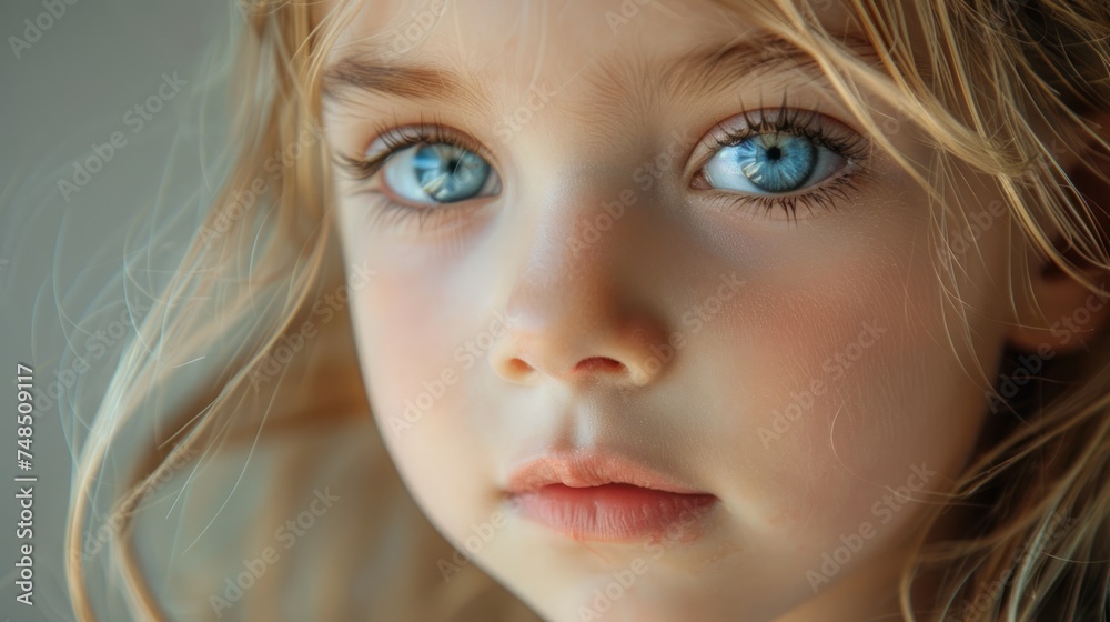 Portrait of a Beautiful Little Girl with Blue Eyes Generative AI Portrait of a Beautiful Little Girl with Blue Eyes Generative AI