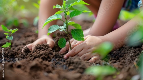 Young Hands, Big Impact: Children Planting a Tree for a Greener Future Generative AI