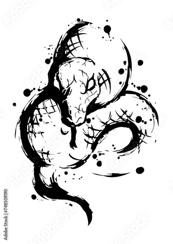 蛇の墨絵