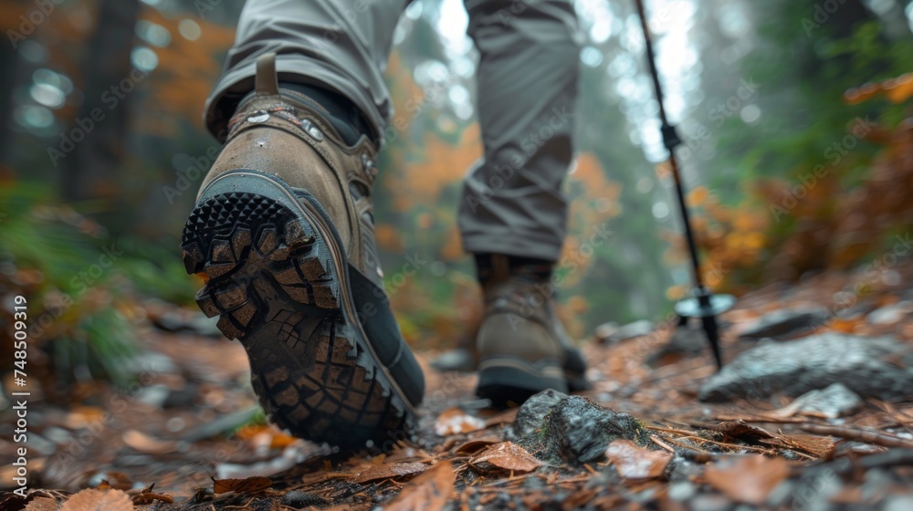 Hiker's Legs in the Forest Generative AI Hiker's Legs in the Forest Generative AI