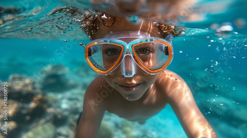 Young Snorkeler Explores the Underwater World Generative AI