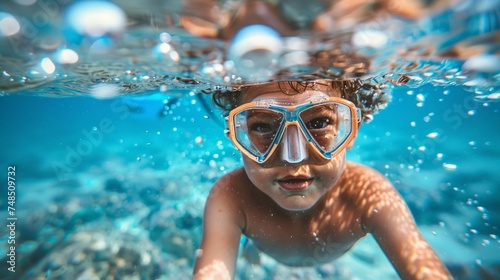 Young Snorkeler Explores the Underwater World Generative AI © Gro