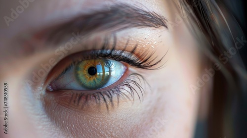 Mesmerizing Gaze: A Close-Up of Captivating Female Eyes Generative AI