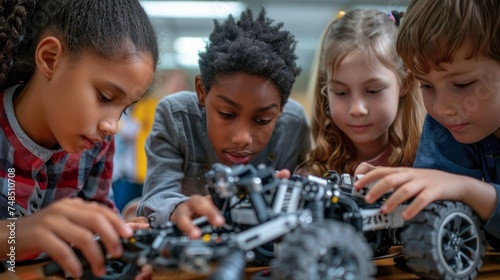 Young Engineers: Kids Collaborate on Robotics Project Generative AI