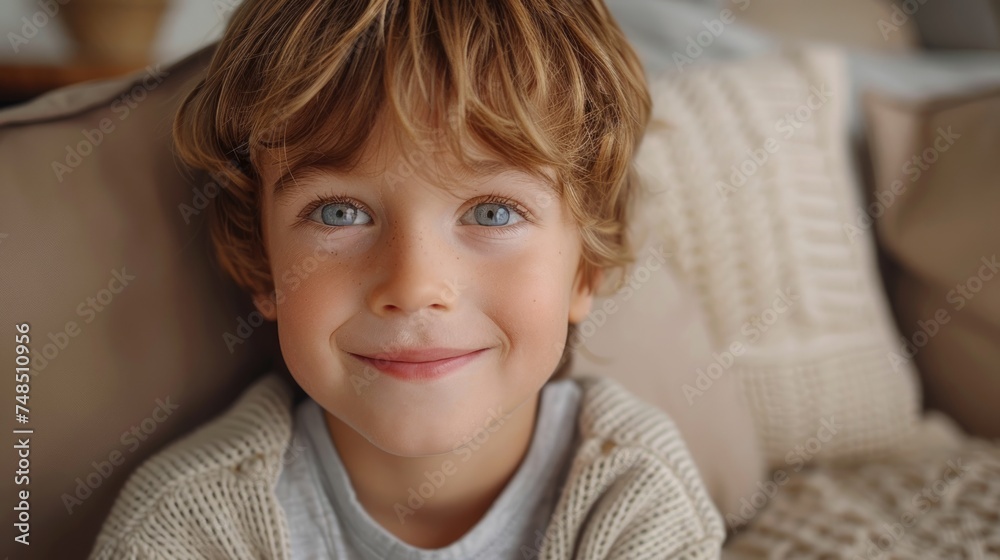 Cheerful Young Boy Posing for the Camera Generative AI