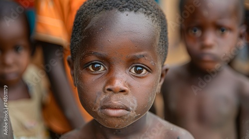 Hungry African Children Pleading for Sustenance Generative AI