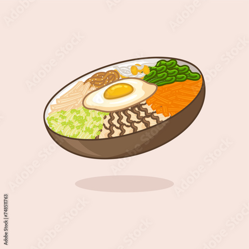 cute cartoon Korean food bibimbap