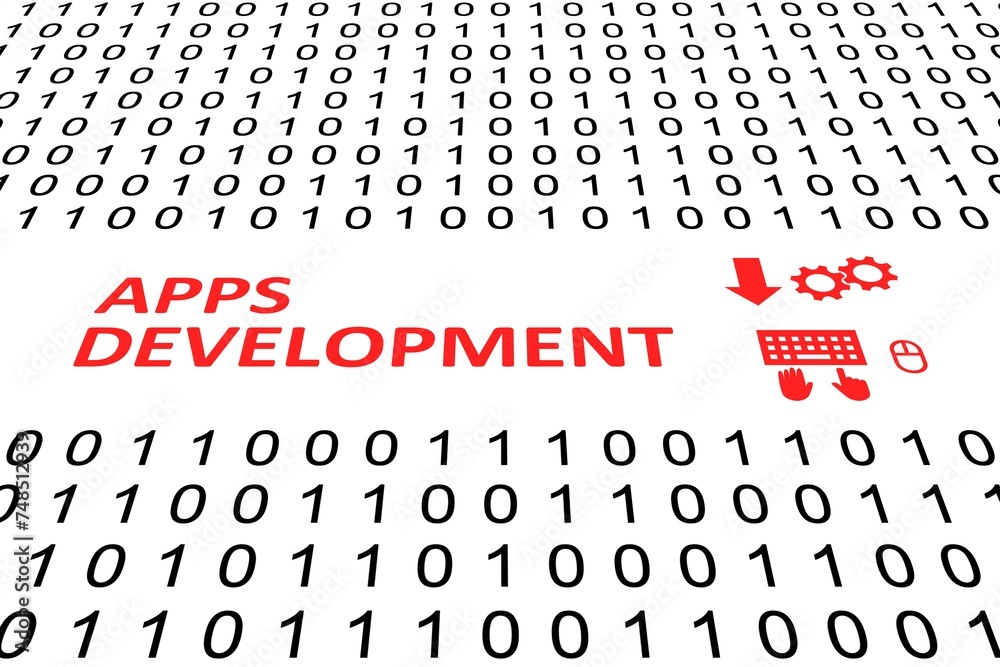 APPS DEVELOPMENT concept binary code 3d illustration APPS DEVELOPMENT concept binary code 3d illustration