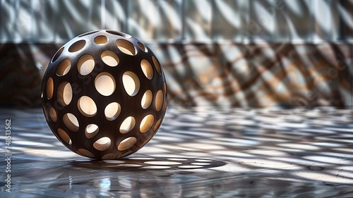 Shadows and light dance across the hexagonal pattern of the trapped ball