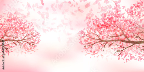 桜　和柄　水彩　背景