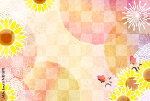 向日葵　花火　夏　金魚　背景