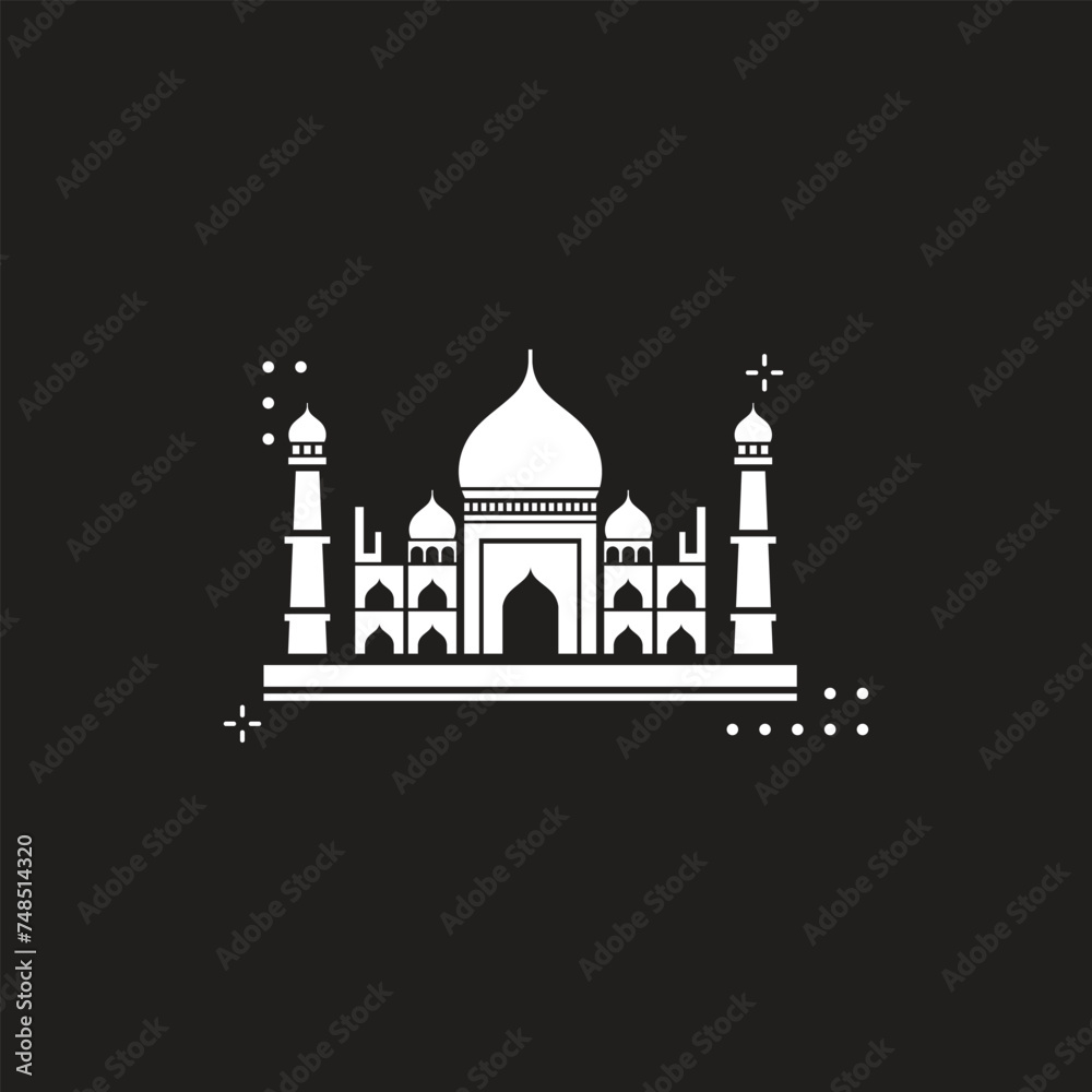 Fototapeta premium Taj Mahal hand drawn vector. Palace India sketch