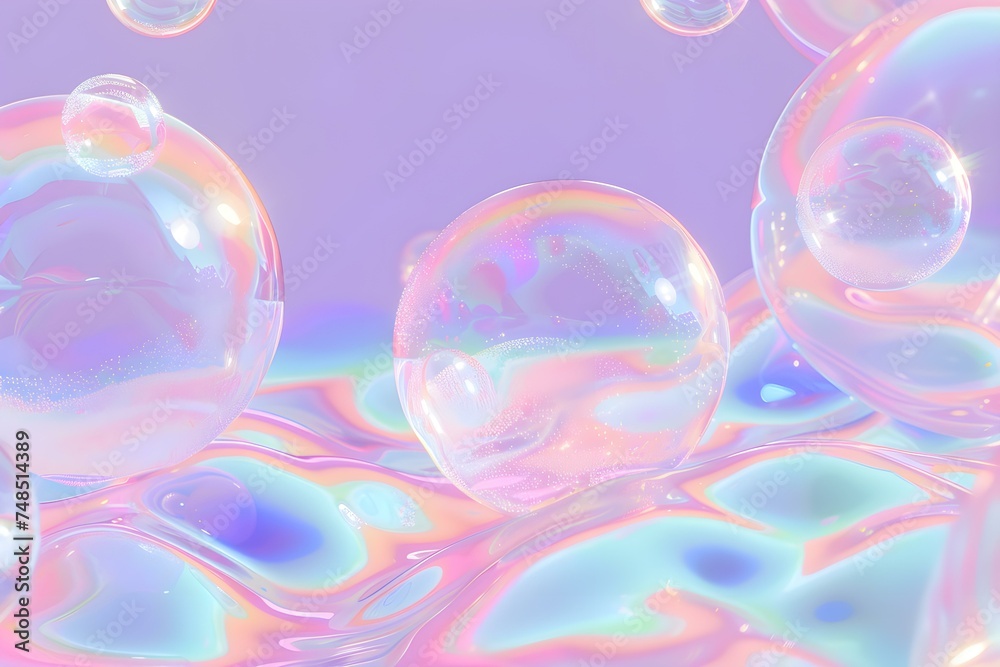 Ethereal Beauty of Bubbles in a Colorful Abstract Space