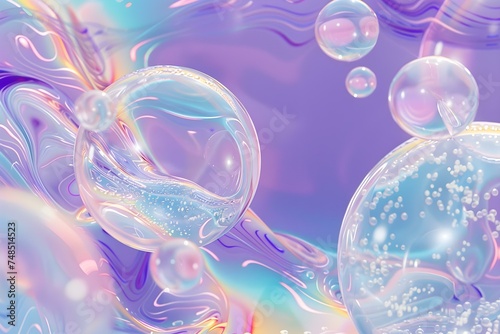 Ethereal Beauty of Bubbles in a Colorful Abstract Space