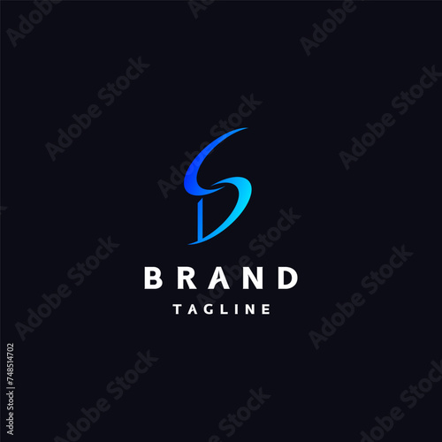 Minimalist Initial Letter S and D Logo Design. Simple Initial Letter SD Stacked Logo Design.