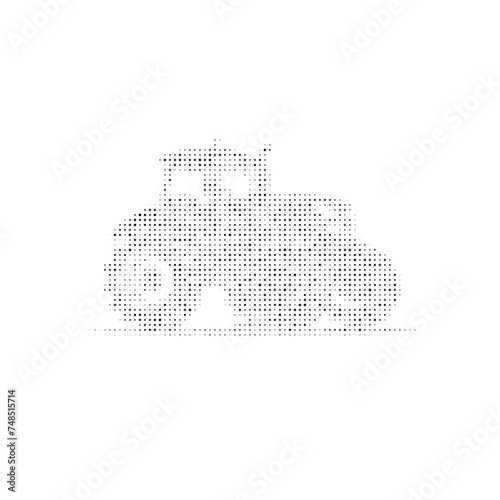 The tractor symbol filled with black dots. Pointillism style. Vector illustration on white background
