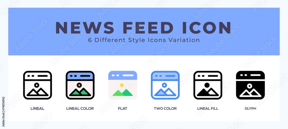 News feed pack of icons. vector illustration.