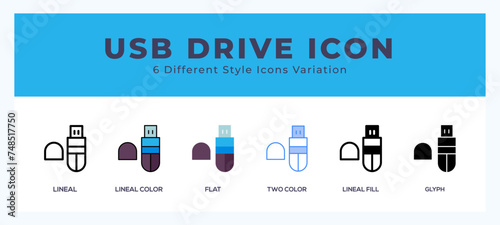 Usb drive set of vector icon. For web. and mobile app