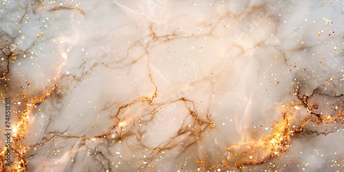 Abstract background of marble texture with small and intertwined veins of gold glitter © Elena