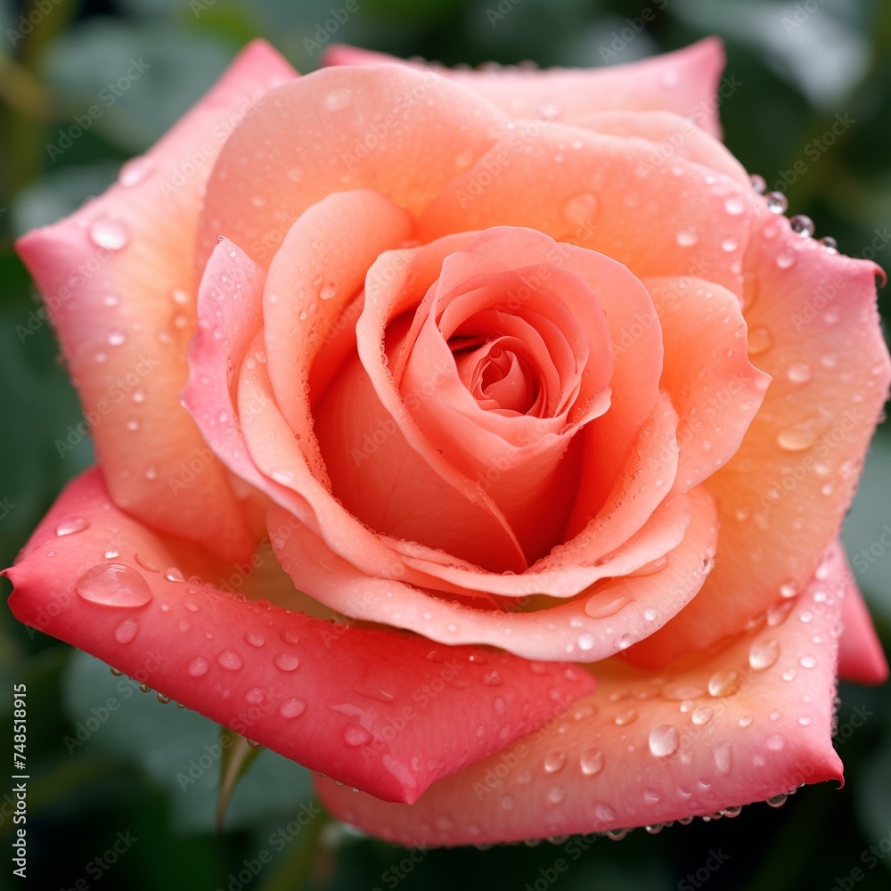 Close-Up of Vibrant Pink Rose with Dew Drops on Petals