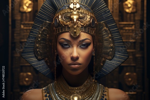 Ancient Queen of Egypt. Fashion hair beauty. Generate AI
