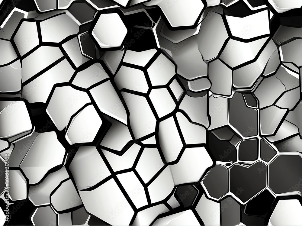 Abstract dark gray hexagons painting design background seamless repeating pattern from Generative AI
