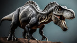 Big Dinosaur Standing on a Mountain - 3D Rendered - Ultra HD. Generative AI. V-1