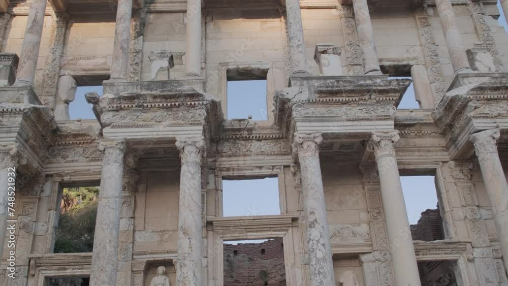 Celsus Library in ancient city Ephesus, Anatolia in Selcuk, Turkey. High quality 4k footage Celsus Library in ancient city Ephesus, Anatolia in Selcuk, Turkey. High quality 4k footage