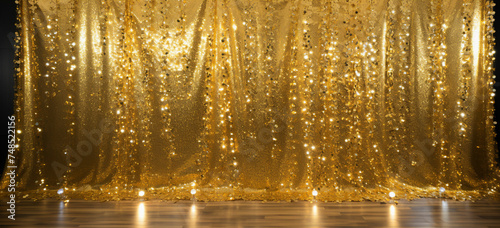 Create a dazzling photo booth backdrop for events like weddings birthdays or corporate parties using a golden confetti background to make photos memorable