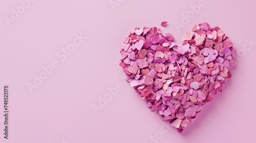 Valentine's day, wedding, love concept. made of pastel confetti isolated on pink background.