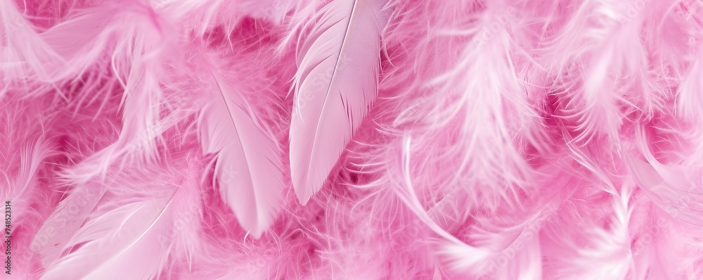 Soft pink colored feather texture background.