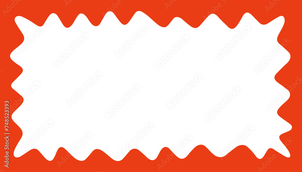 Wave rectangle frame. Doodle scalloped edge border with wavy pattern. Graphic design. Cute curved frame box. Geometric abstract background. Hand drawn vector illustration isolated on white background. Wave rectangle frame. Doodle scalloped edge border with wavy pattern. Graphic design. Cute curved frame box. Geometric abstract background. Hand drawn vector illustration isolated on white background.