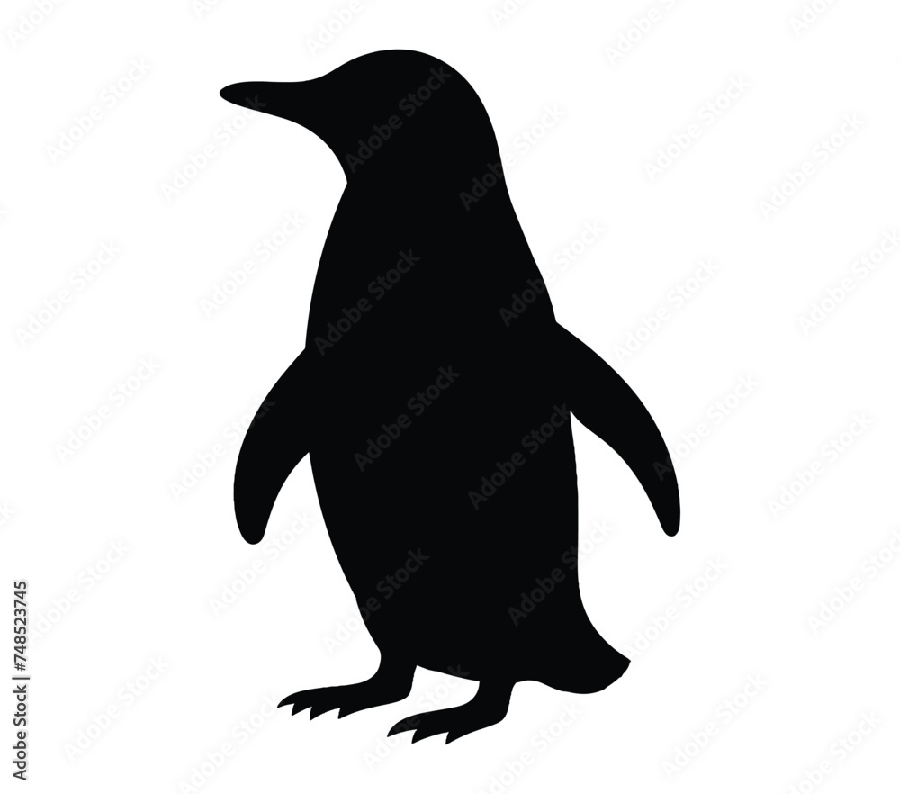 Naklejka premium Black and White Adelie Penguin Silhouette. Vector Illustration.