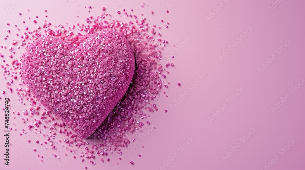 Valentine's day, wedding, love concept. made of pastel confetti isolated on pink background.