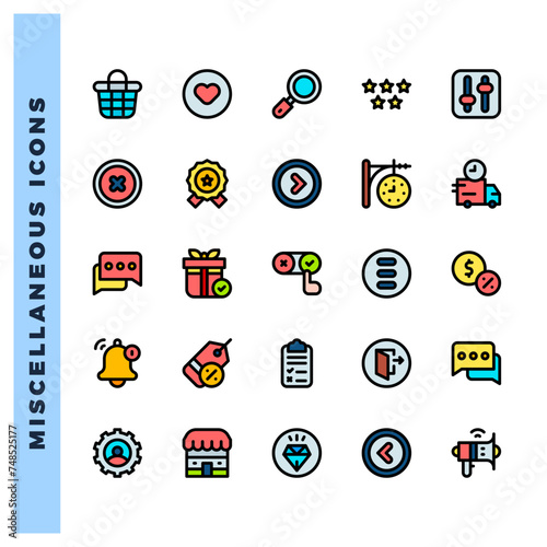 25 Social Media (Etsy) Lineal Color icons pack. vector illustration.